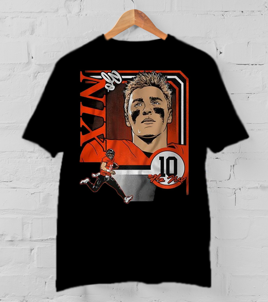 Bo Nix Number 10 Football Collage Frame Denver Broncos Elements T-Shirt