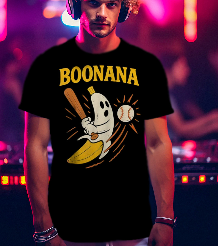 Boonana Baseball Funny Halloween Ghost Banana Costume T-Shirt