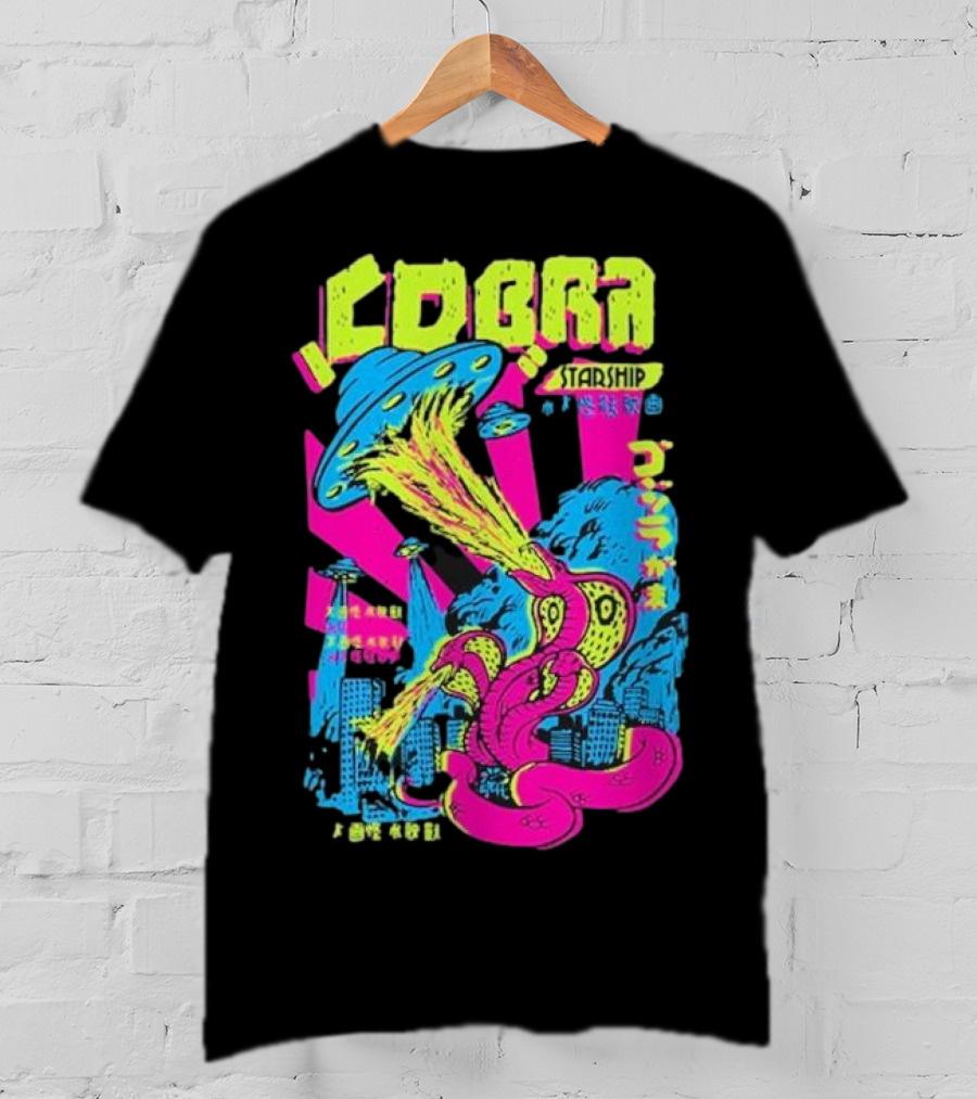 Cobra Starship UFO Fire Breathing City Attack Neon Art T-Shirt