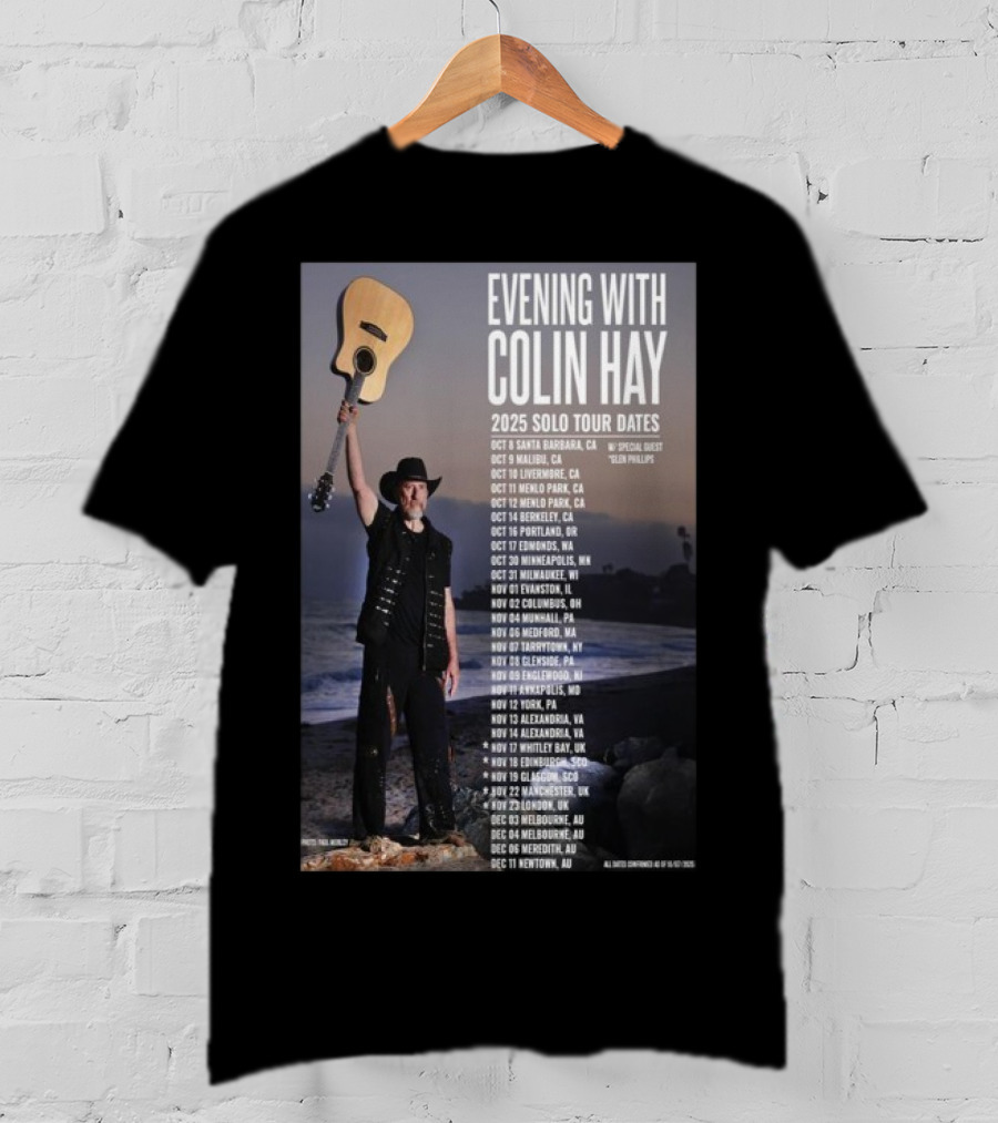 Evening With Colin Hay 2025 Solo Tour Dates Guitar Event Featuring Glen Phillips T-Shirt