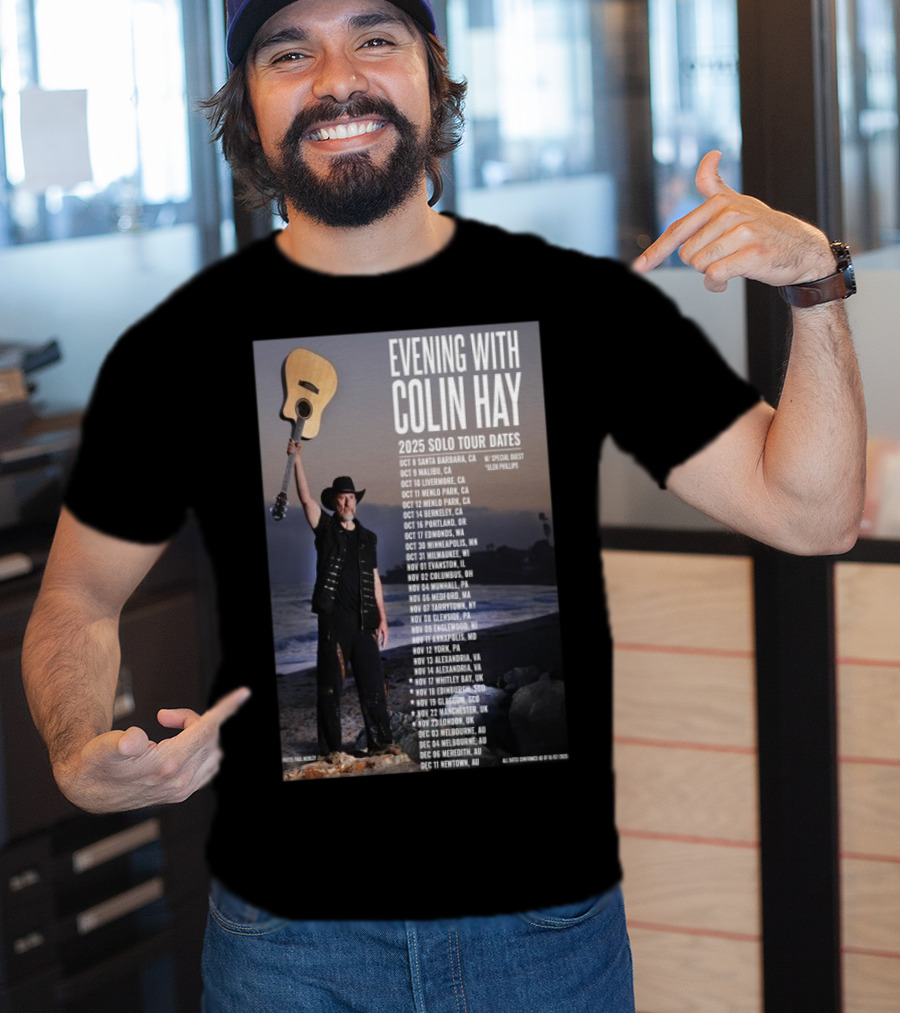 Evening With Colin Hay 2025 Solo Tour Dates Guitar Event Featuring Glen Phillips T-Shirt