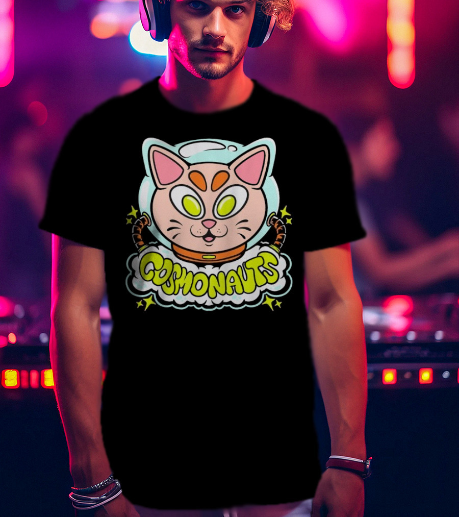 Cosmonauts Sylvester Space Cat Cartoon Logo T-Shirt