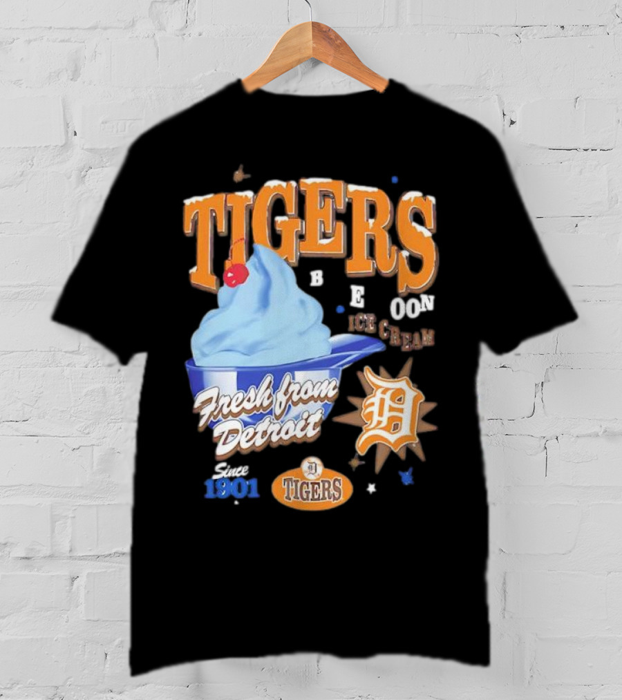 Tigers Blue Moon Ice Cream Fresh From Detroit Since 1901 T-Shirt