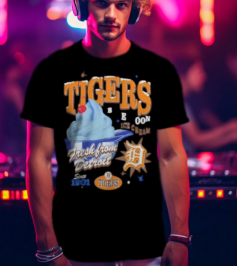 Tigers Blue Moon Ice Cream Fresh From Detroit Since 1901 T-Shirt