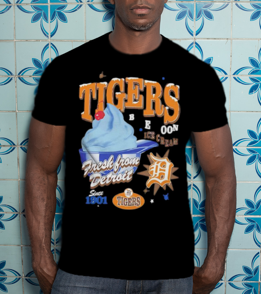 Tigers Blue Moon Ice Cream Fresh From Detroit Since 1901 T-Shirt