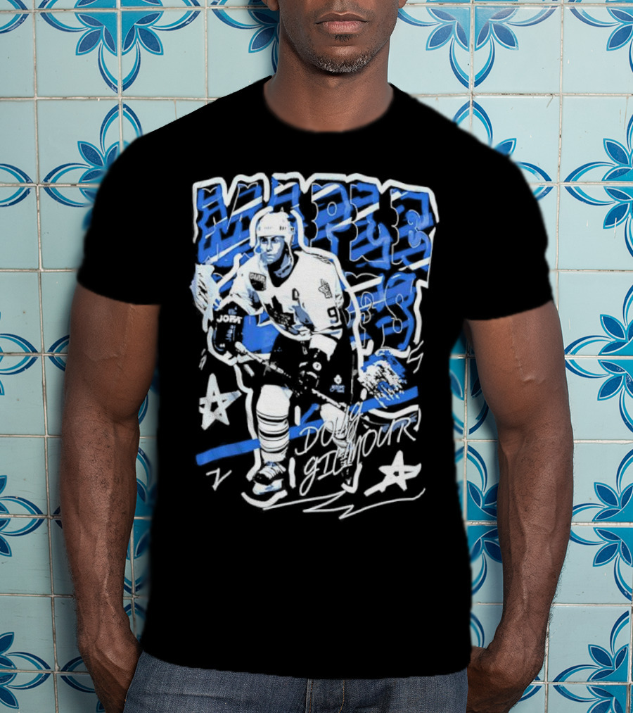 Doug Gilmour Toronto Maple Leafs Number 93 Hockey Player Signature Skating Stars T-Shirt