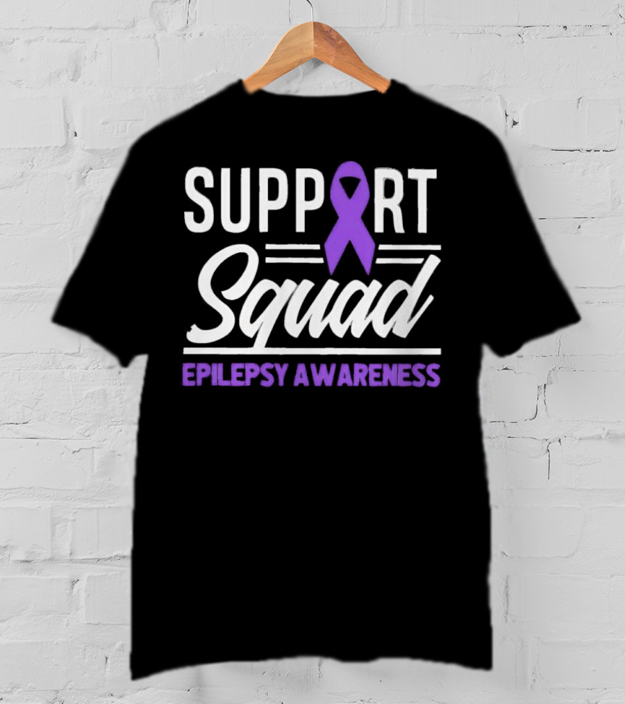 Support Squad Epilepsy Awareness Purple Ribbon T-Shirt