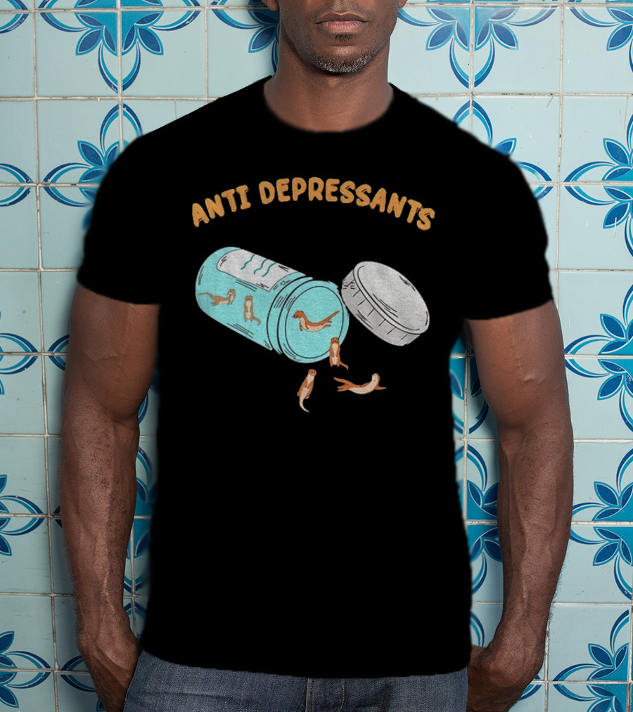 Anti Depressants Otter Pill Bottle Twist Fun T-Shirt