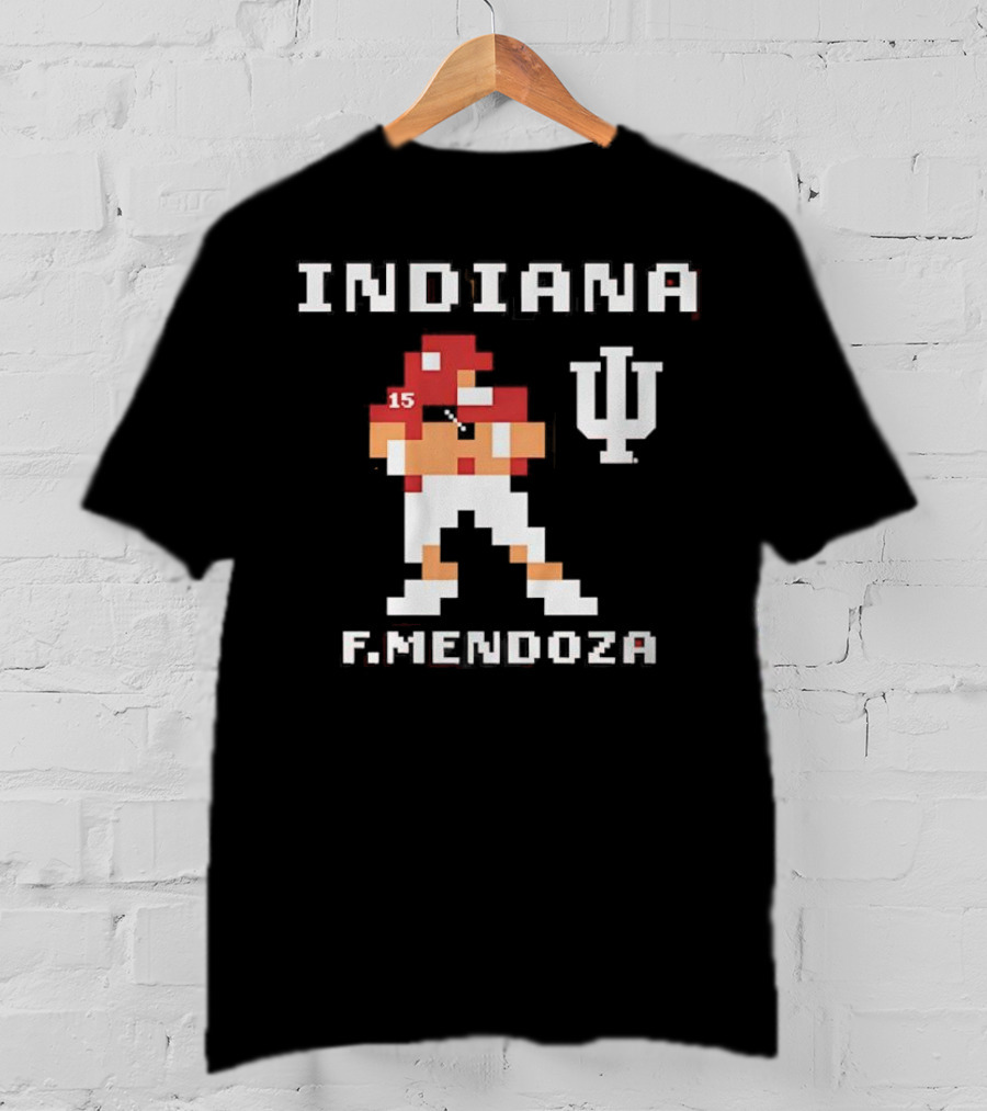 Indiana Football F. Mendoza Retro Pixel Art Player Number 15 T-Shirt