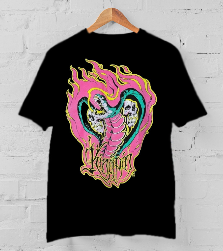 Kingpin Cobra Snake With Skulls And Flames T-Shirt