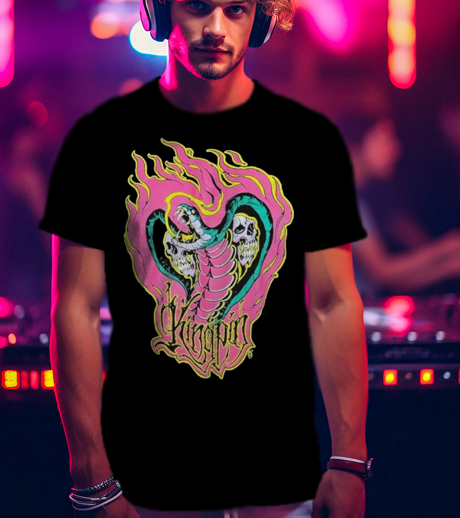 Kingpin Cobra Snake With Skulls And Flames T-Shirt