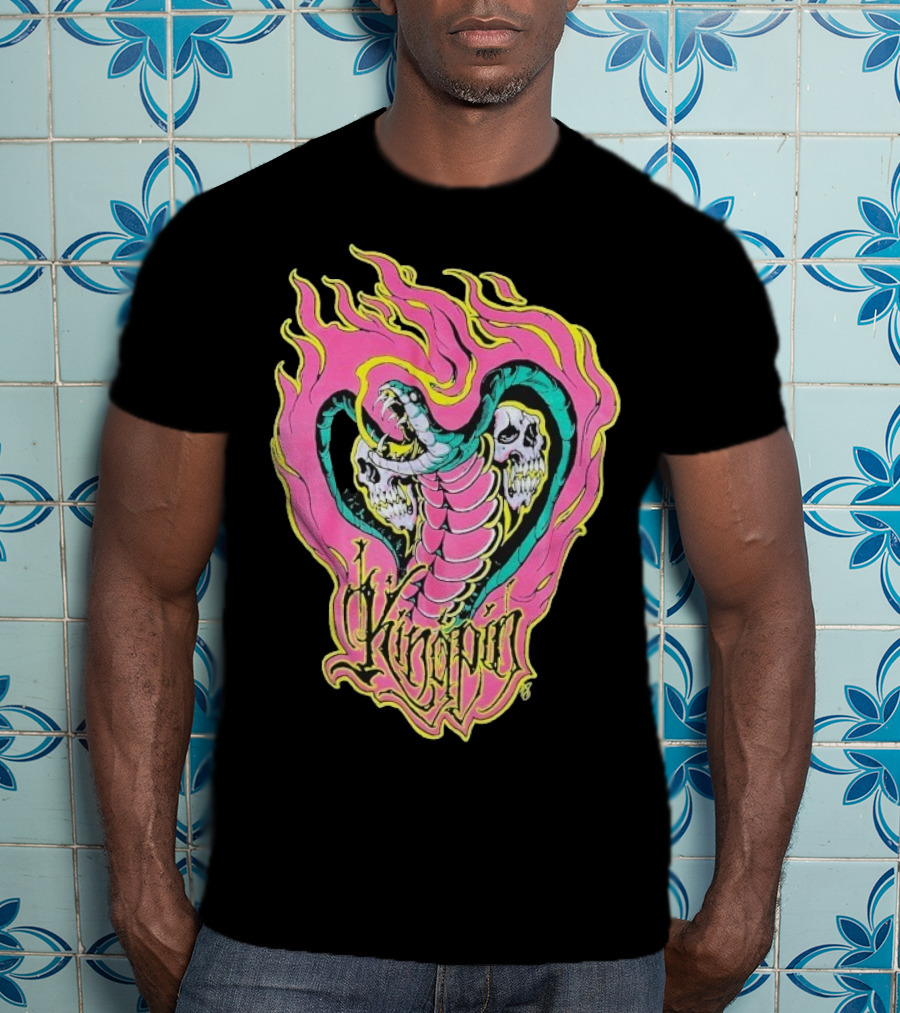 Kingpin Cobra Snake With Skulls And Flames T-Shirt