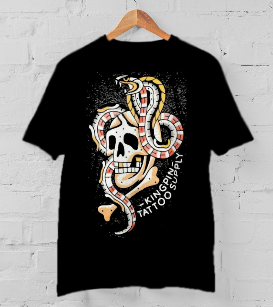 Kingpin Tattoo Supply Year Of The Snake Skull Vintage Style Graphic T-Shirt