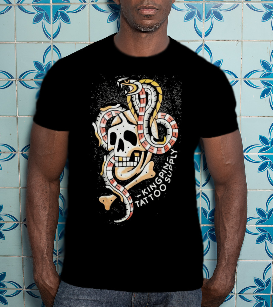Kingpin Tattoo Supply Year Of The Snake Skull Vintage Style Graphic T-Shirt