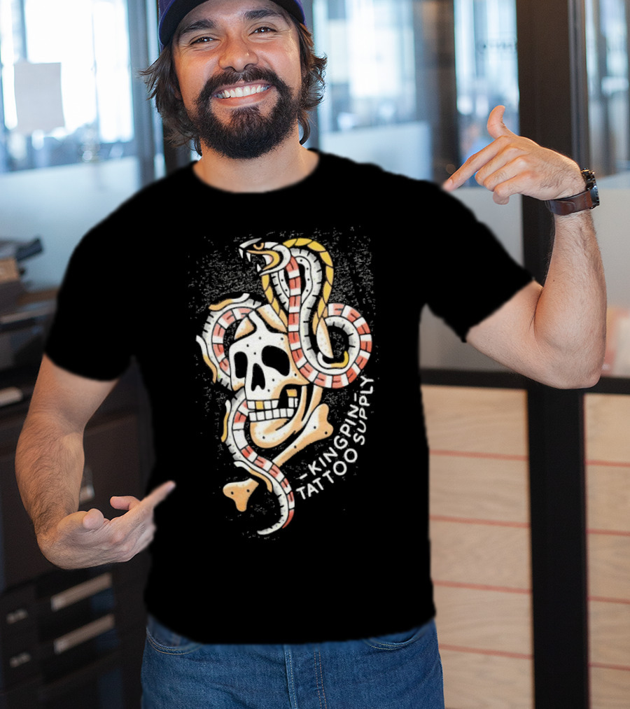 Kingpin Tattoo Supply Year Of The Snake Skull Vintage Style Graphic T-Shirt