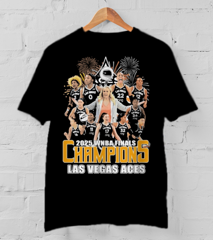2025 WNBA Finals Champions Las Vegas Aces Team Celebration T-Shirt