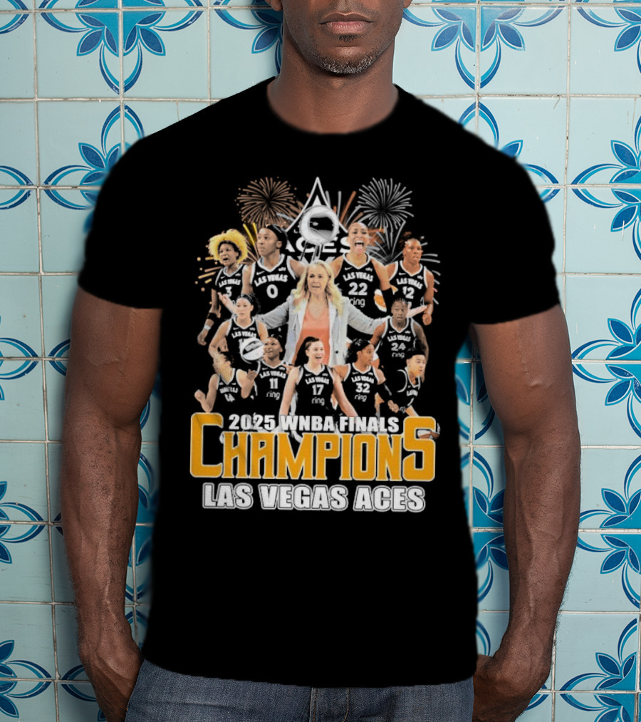 2025 WNBA Finals Champions Las Vegas Aces Team Celebration T-Shirt