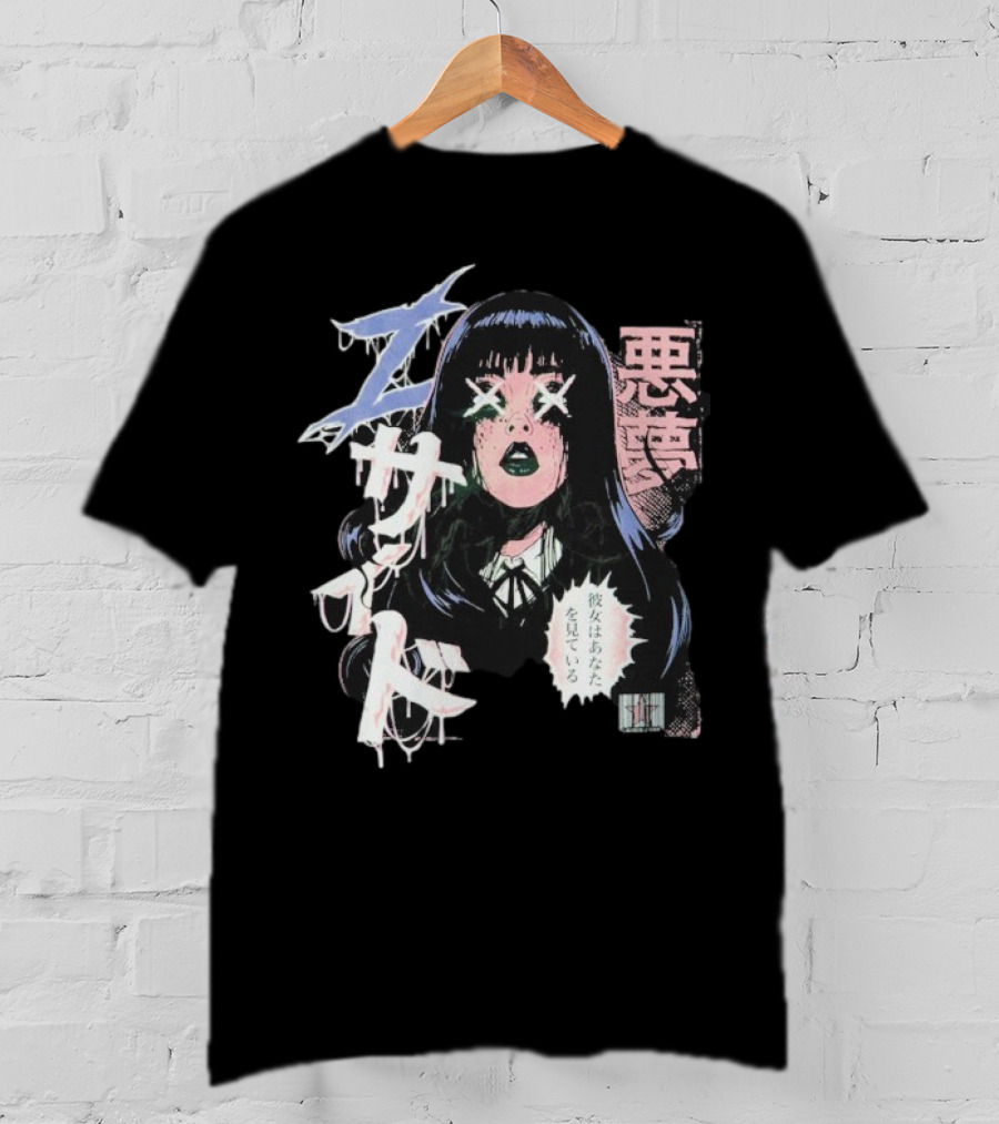 Laurenzside Spooky Japanese Horror Manga Style T-Shirt