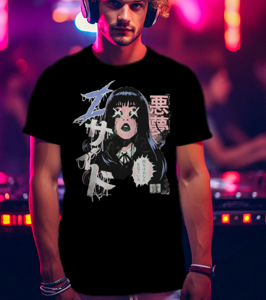 Laurenzside Spooky Japanese Horror Manga Style T-Shirt