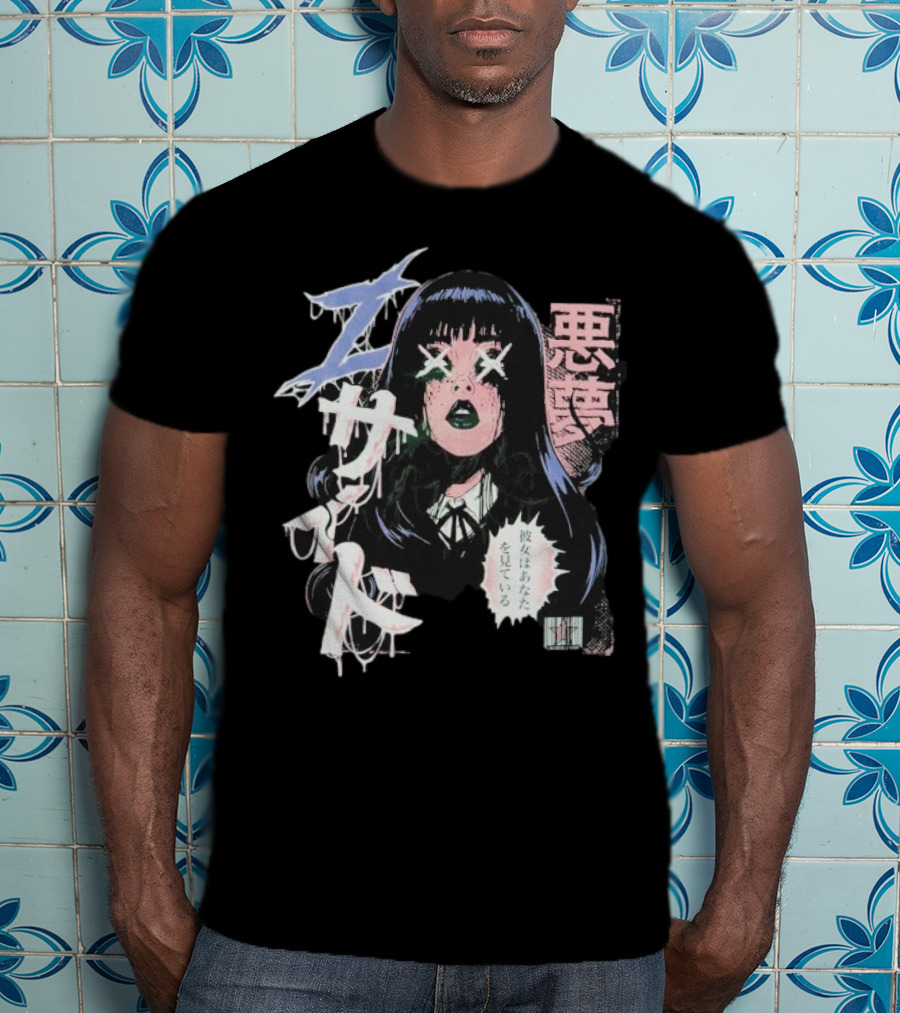 Laurenzside Spooky Japanese Horror Manga Style T-Shirt