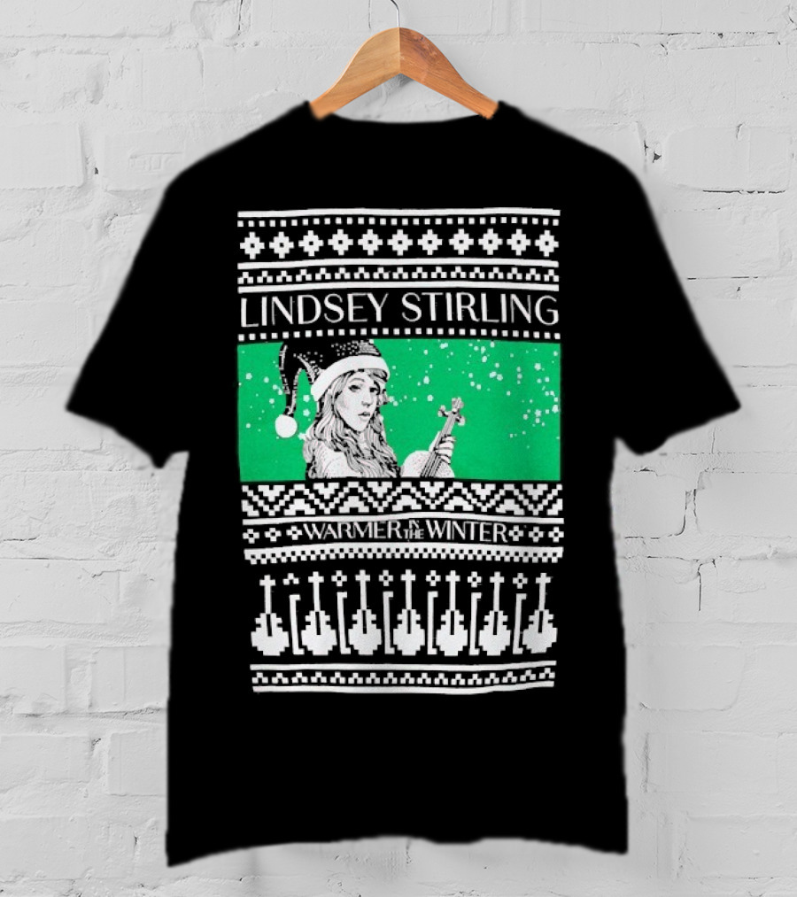 Lindsey Stirling Warmer In The Winter 8 Bit Ugly Holiday Xmas Christmas Santa Violin T-Shirt