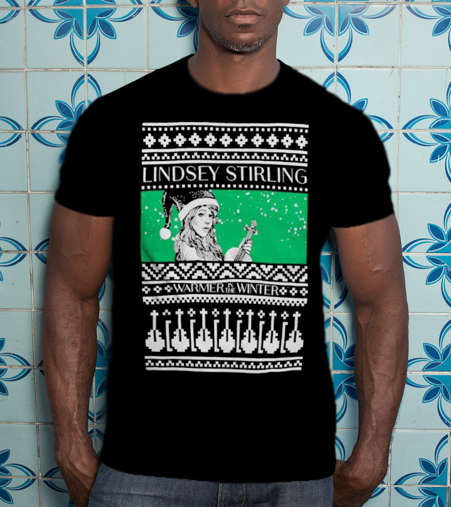 Lindsey Stirling Warmer In The Winter 8 Bit Ugly Holiday Xmas Christmas Santa Violin T-Shirt