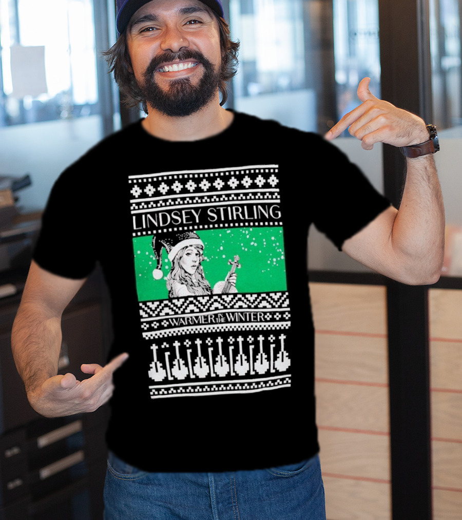 Lindsey Stirling Warmer In The Winter 8 Bit Ugly Holiday Xmas Christmas Santa Violin T-Shirt