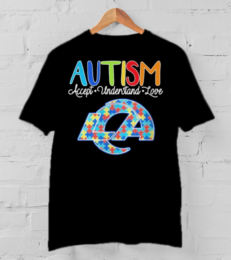 Los Angeles Rams Autism Accept Understand Love Puzzle Rams T-Shirt