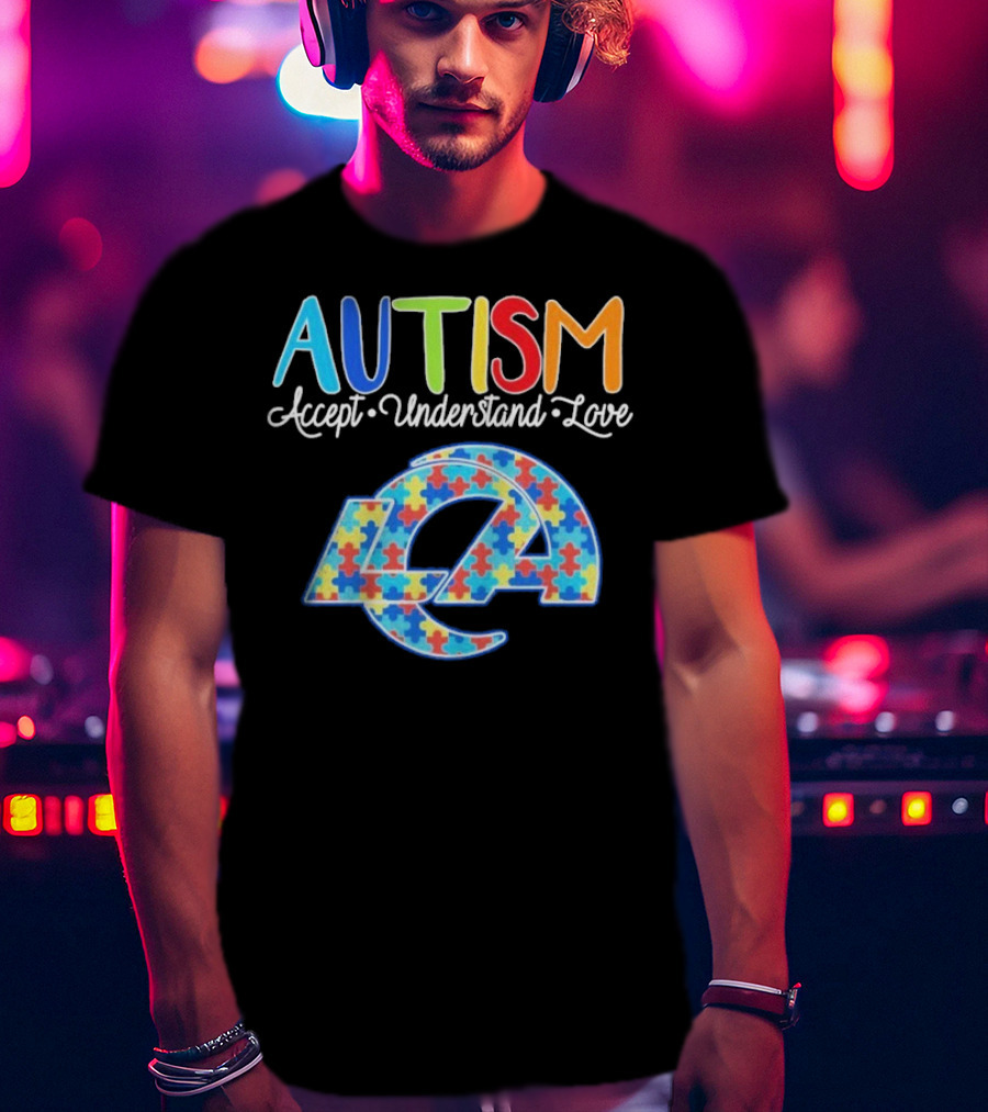 Los Angeles Rams Autism Accept Understand Love Puzzle Rams T-Shirt