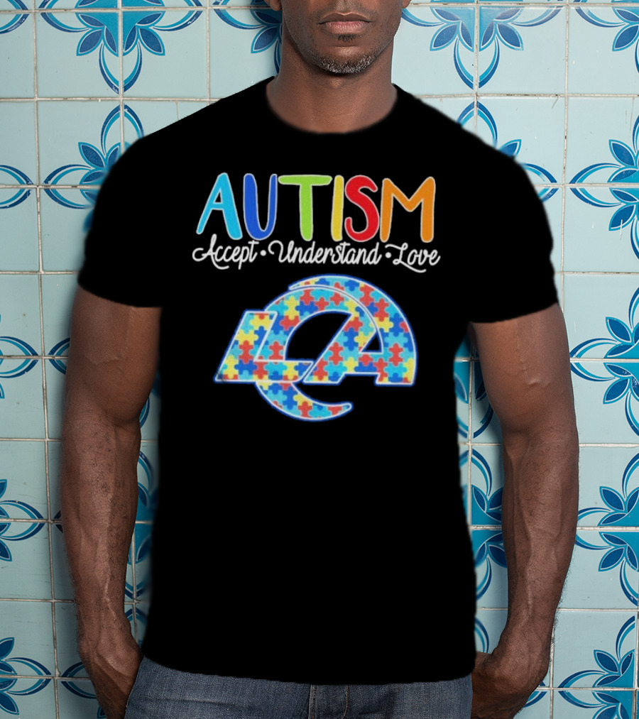 Los Angeles Rams Autism Accept Understand Love Puzzle Rams T-Shirt