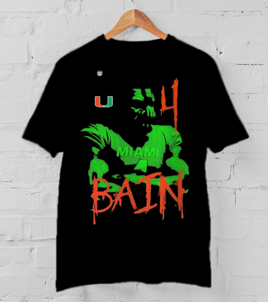 Miami Hurricanes Bain Player U 4 Green-Orange Heroes T-Shirt