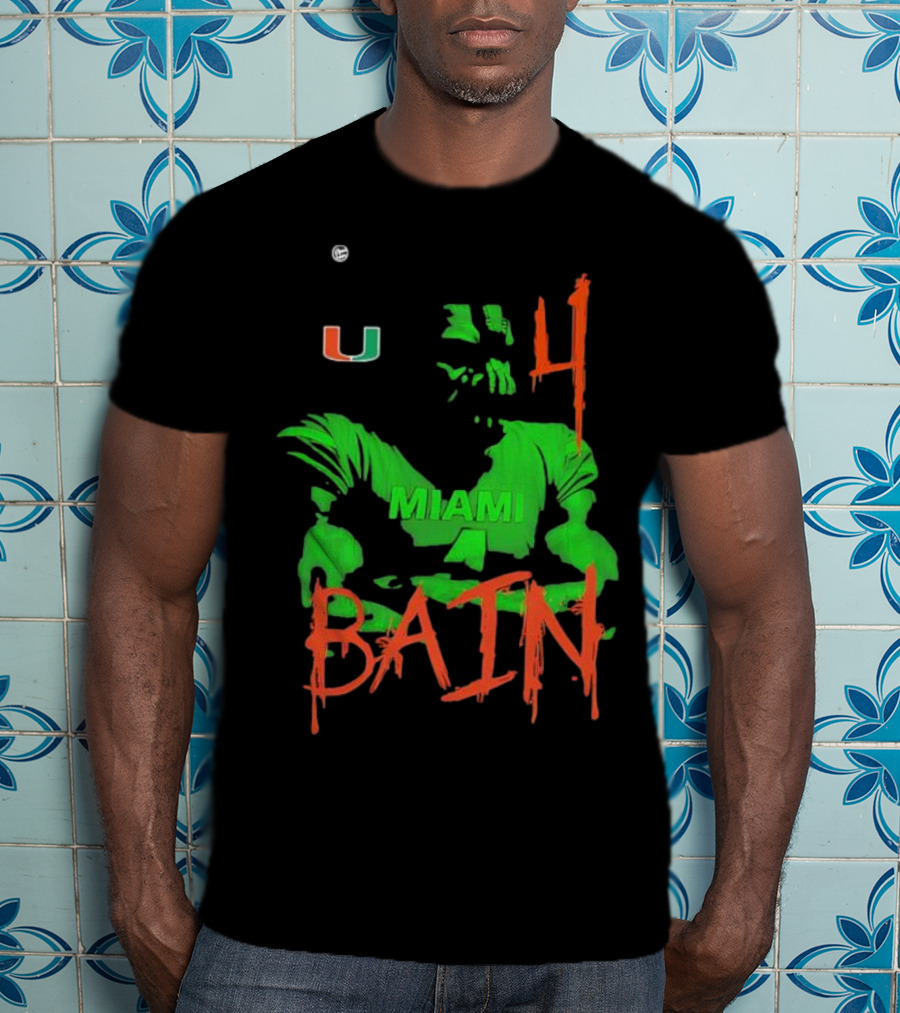 Miami Hurricanes Bain Player U 4 Green-Orange Heroes T-Shirt