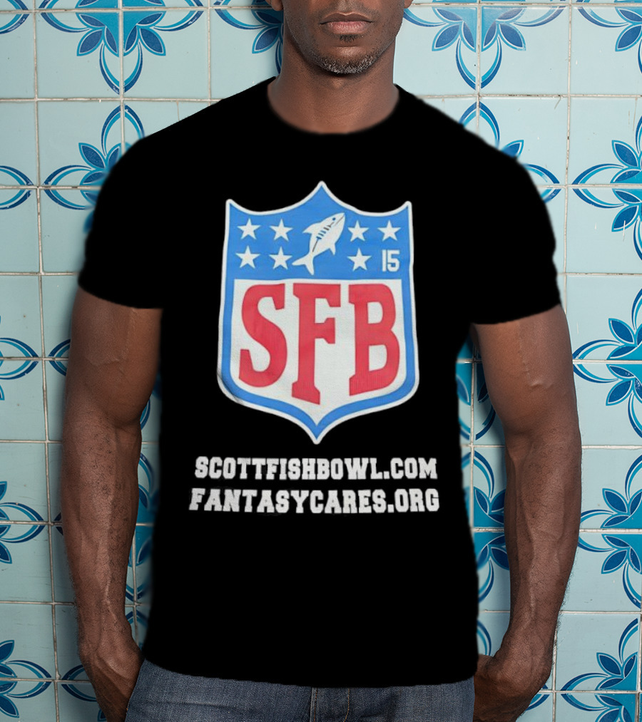 Scott Fish Bowl 15 SFB FantasyCares NFL Shield T-Shirt
