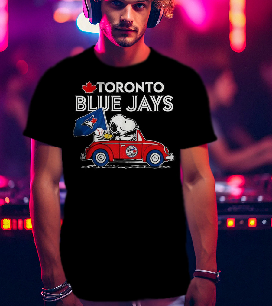 Toronto Blue Jays Snoopy Woodstock Volkswagen Beetle Fan Celebration T-Shirt