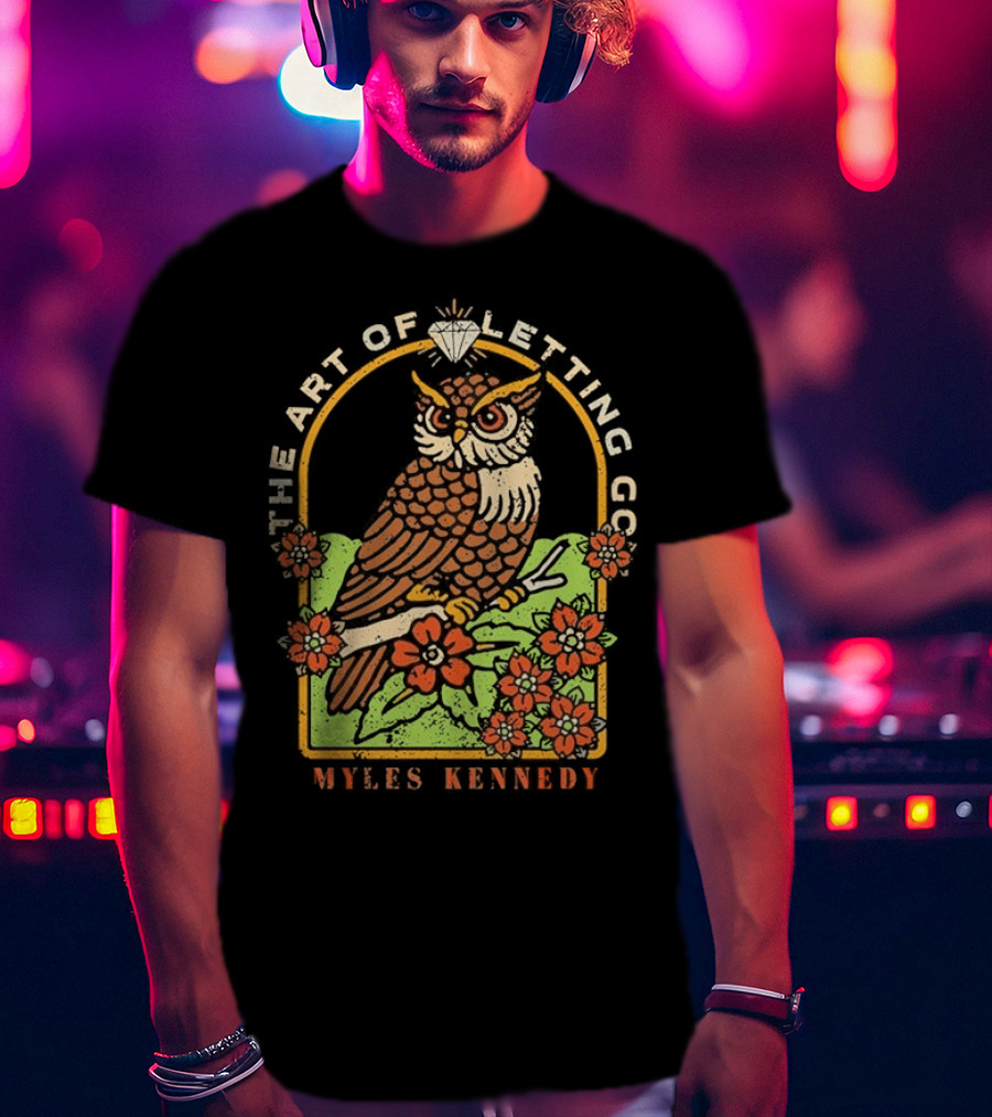 Myles Kennedy The Art Of Letting Go Diamond Owl With Flowers T-Shirt
