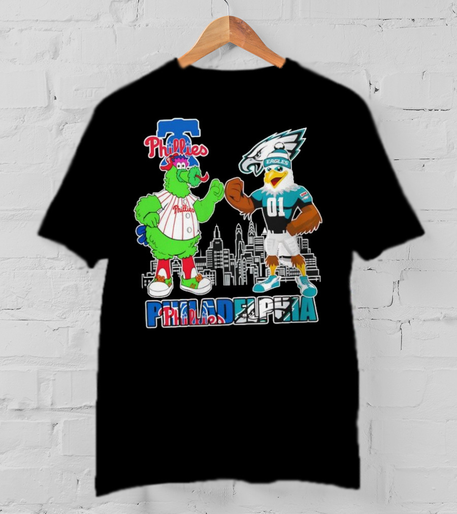 Phillie Phanatic Philadelphia Phillies Swoop Eagles Skyline Philadelphia T-Shirt