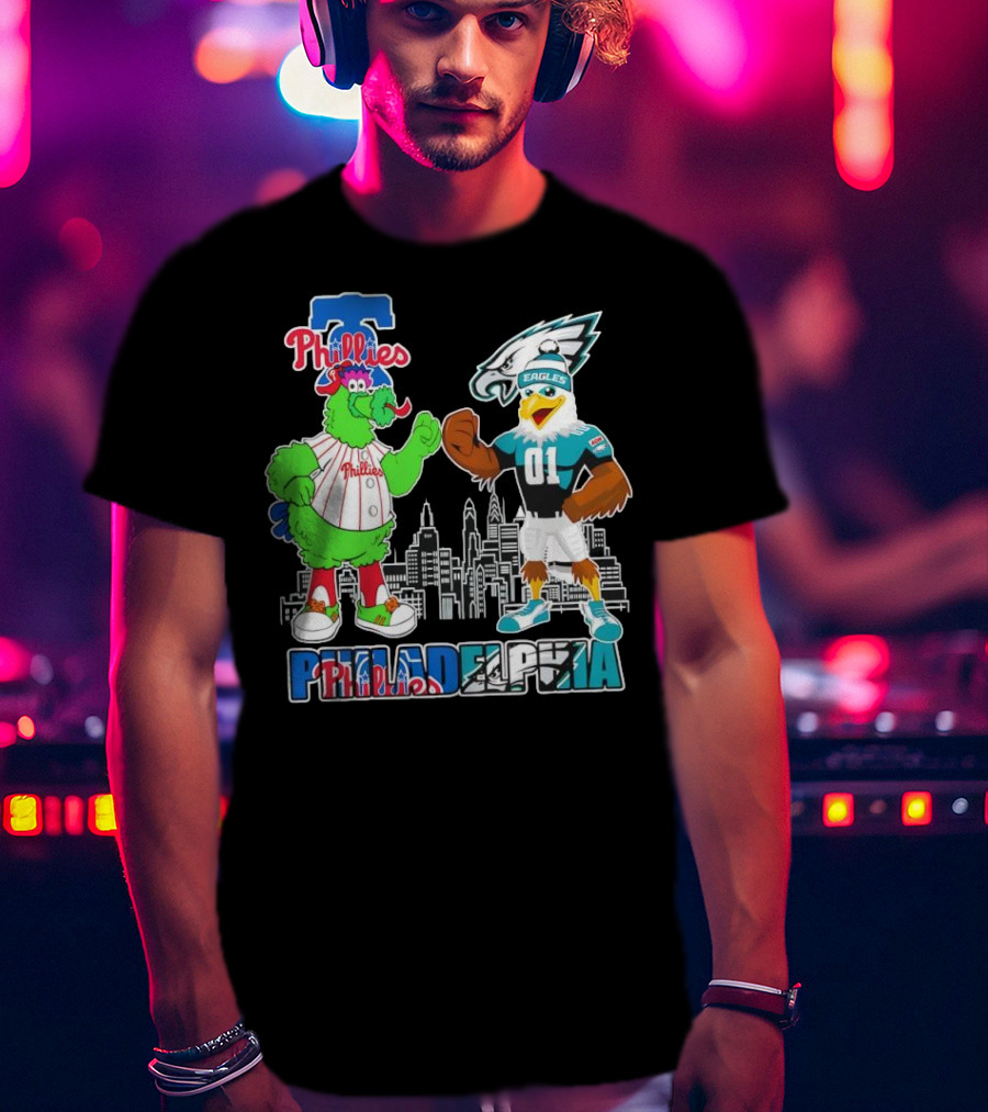 Phillie Phanatic Philadelphia Phillies Swoop Eagles Skyline Philadelphia T-Shirt