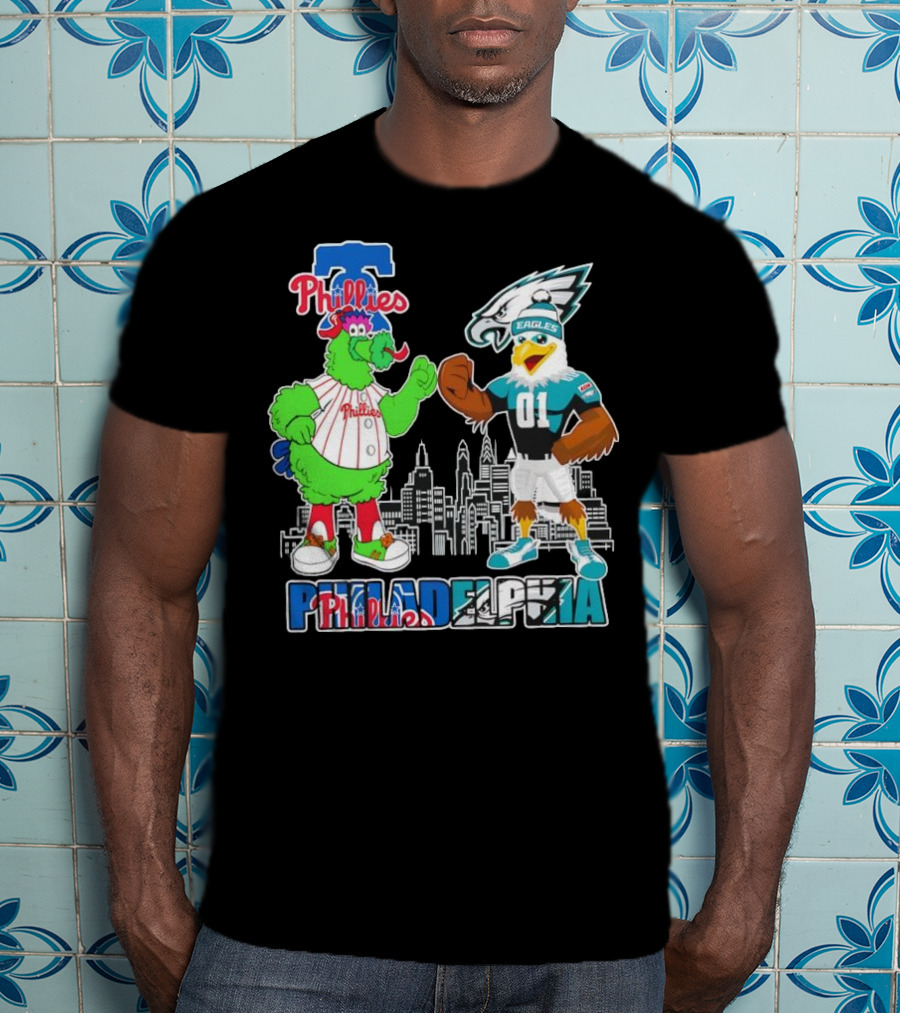 Phillie Phanatic Philadelphia Phillies Swoop Eagles Skyline Philadelphia T-Shirt