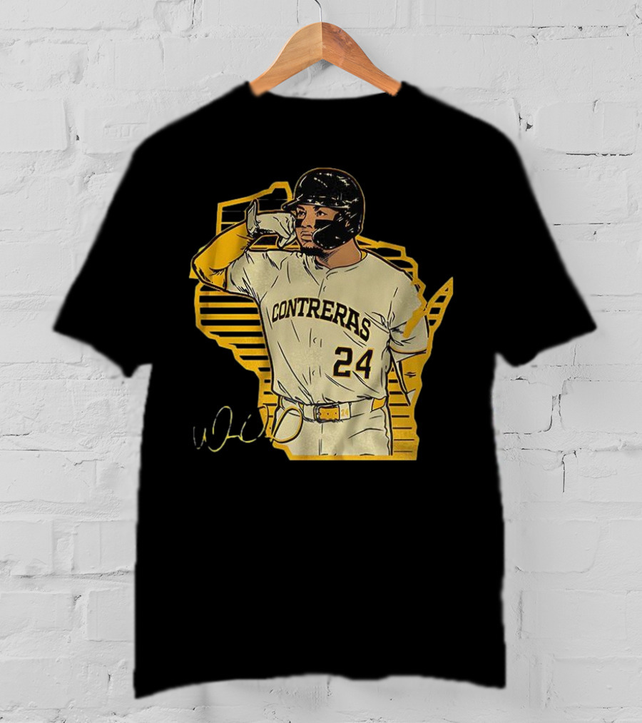William Contreras Milwaukee Brewers Number 24 Call The 'Pen Signature T-Shirt