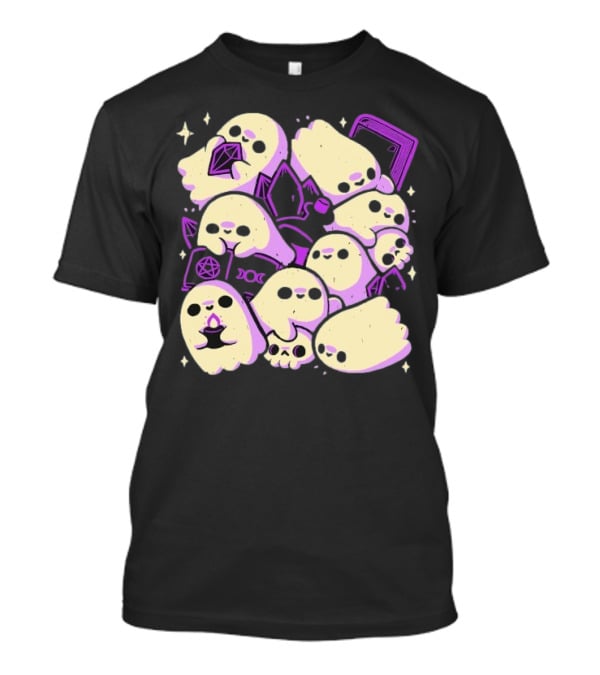 Xmorfina Spooky Cute Ghosts Witchcraft Pentagram Purple Aesthetic T-Shirt