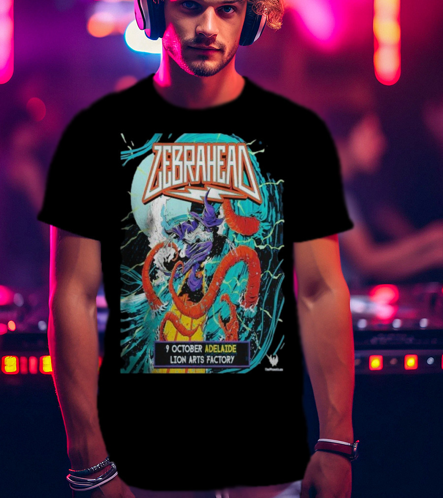 Zebrahead 9 October 2025 Lion Arts Factory Adelaide Vibrant Concert Wave Art T-Shirt