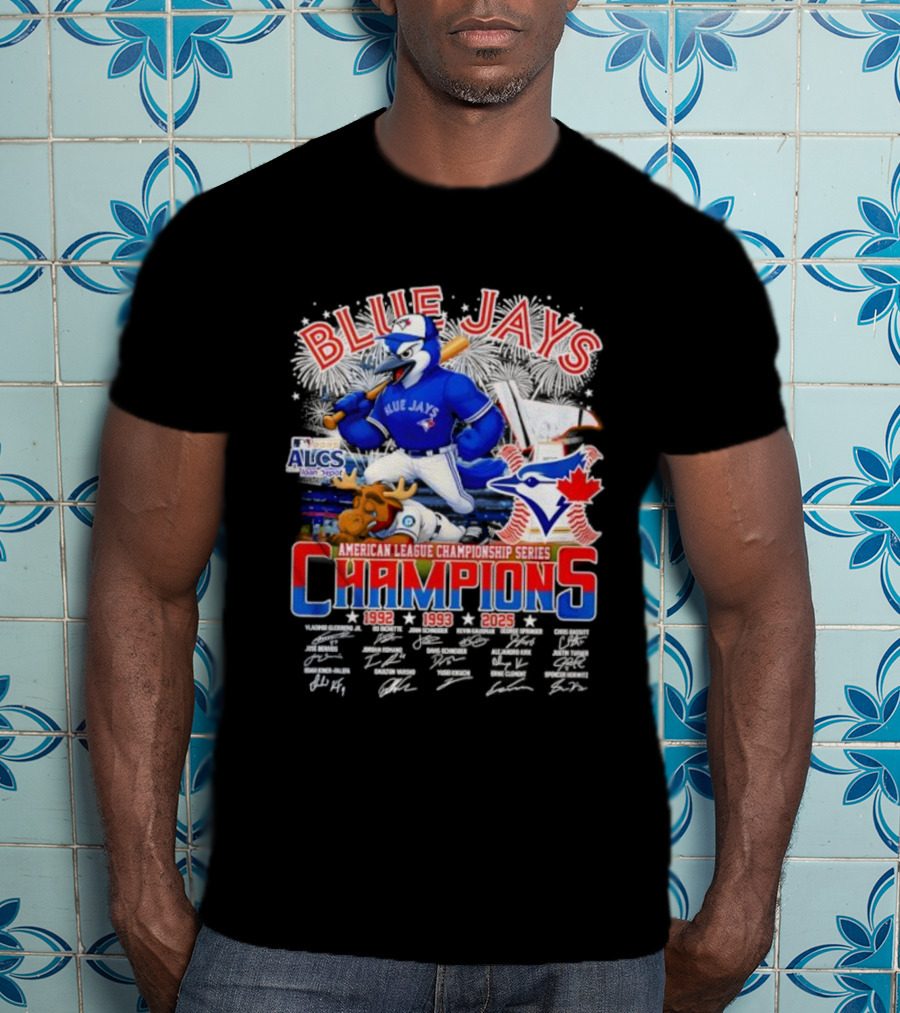 Blue Jays Champions 1992 1993 2025 American League Championship Series ALCS Mascot Signatures T-Shirt