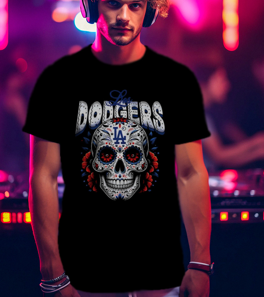 Los Angeles Dodgers Sugar Skull Día De Los Muertos 2025 World Series MLB T-Shirt