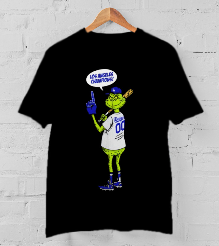 Los Angeles Dodgers Champions 2025 Merry Christmas Grinch Fan T-Shirt