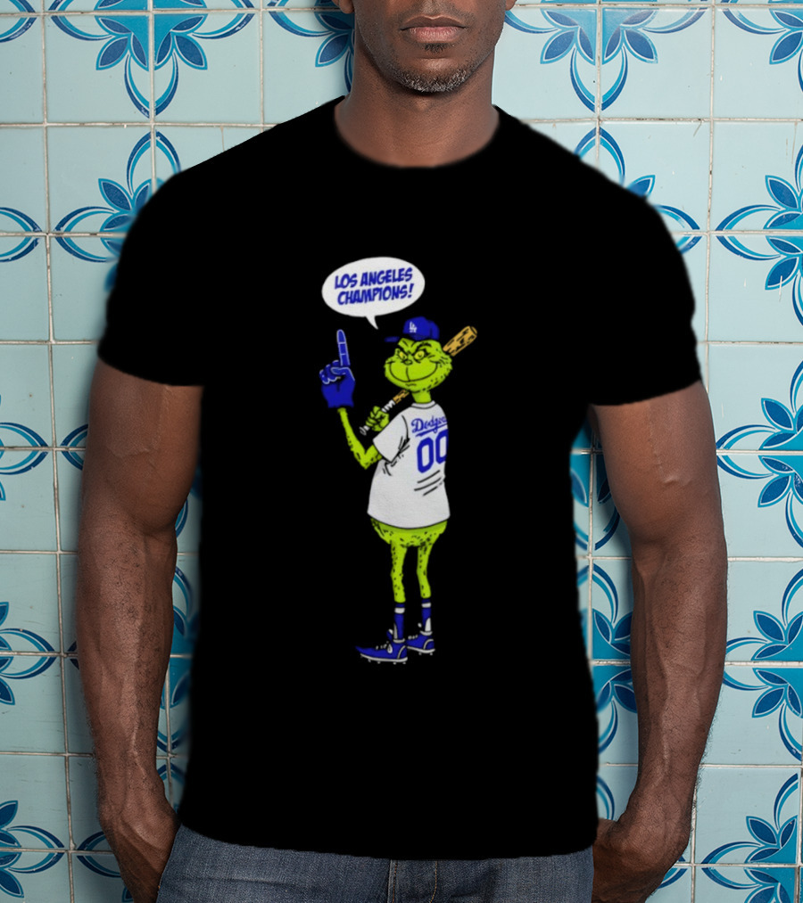 Los Angeles Dodgers Champions 2025 Merry Christmas Grinch Fan T-Shirt