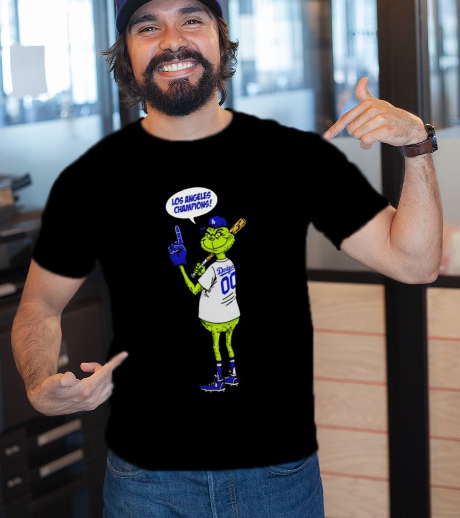 Los Angeles Dodgers Champions 2025 Merry Christmas Grinch Fan T-Shirt