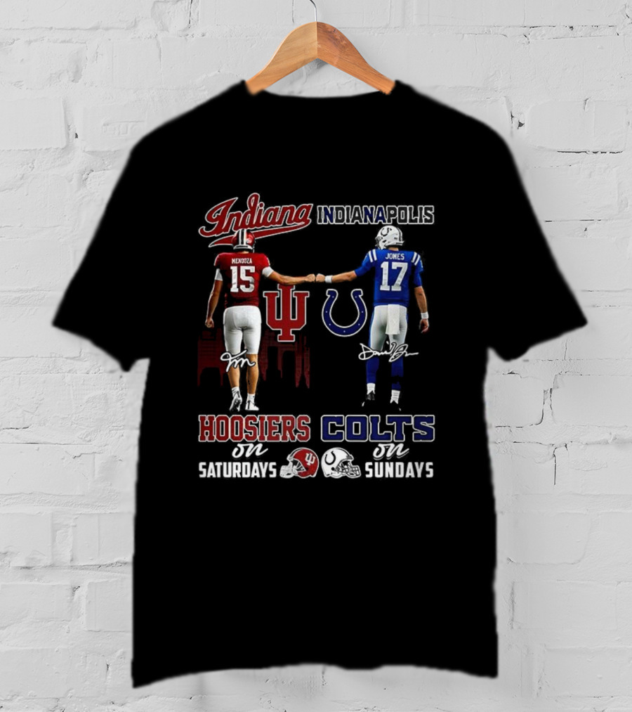 Indiana Hoosiers Saturdays Indianapolis Colts Sundays Signature Football Team Spirit T-Shirt