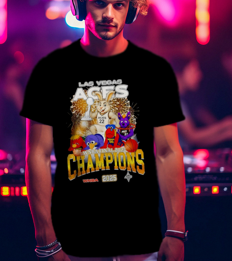 Las Vegas Aces 2025 WNBA Final Champions Phoenix Indiana Seattle Mascot T-Shirt