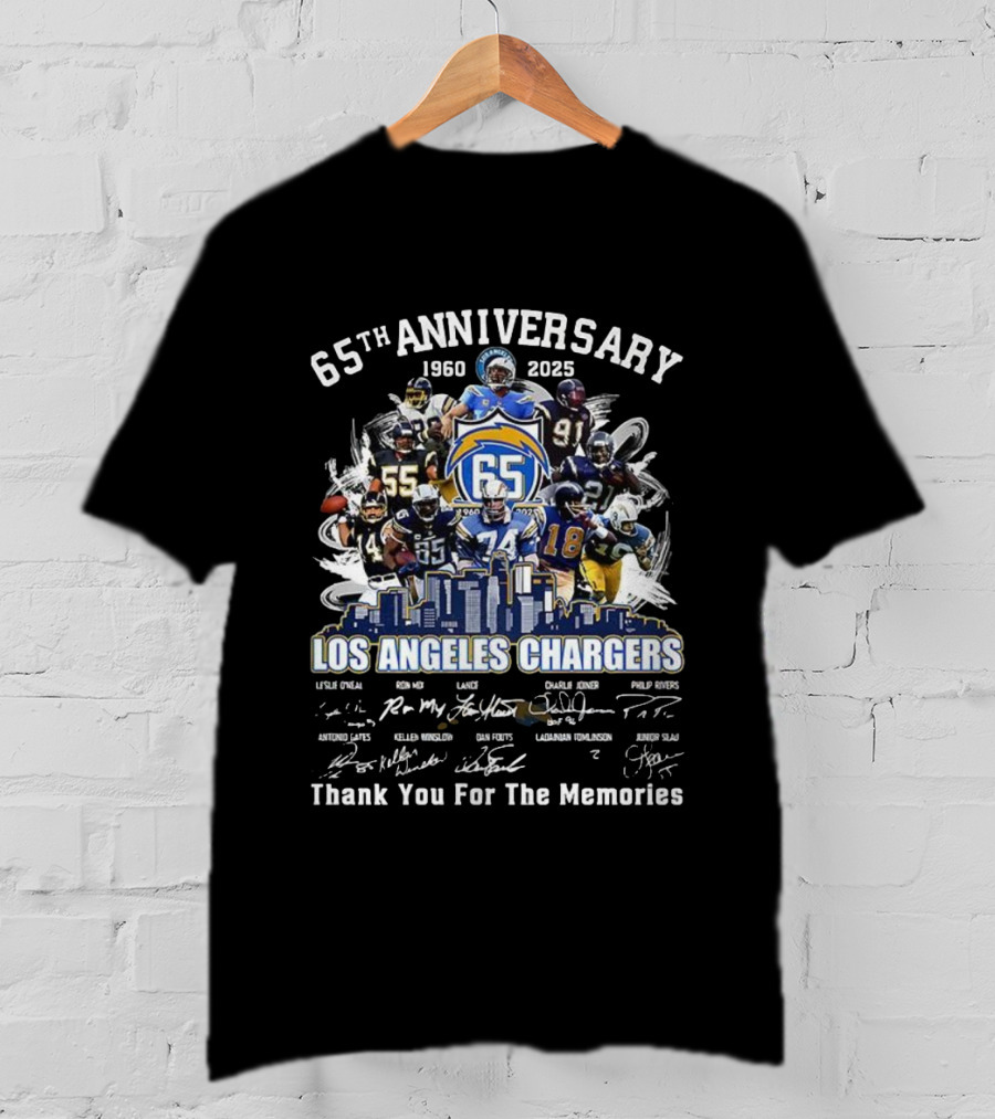 Los Angeles Chargers 65th Anniversary 1960 2025 Thank You For The Memories T-Shirt