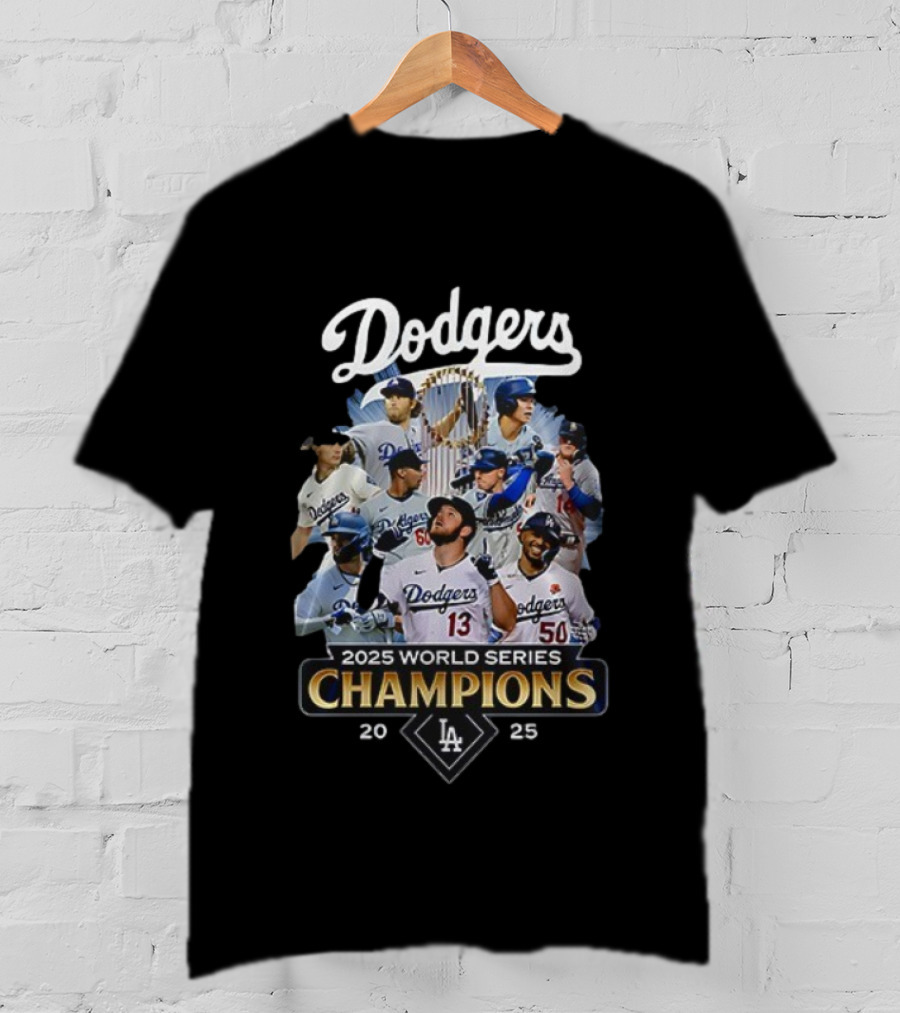 Dodgers 2025 World Series Champions Team Collage T-Shirt